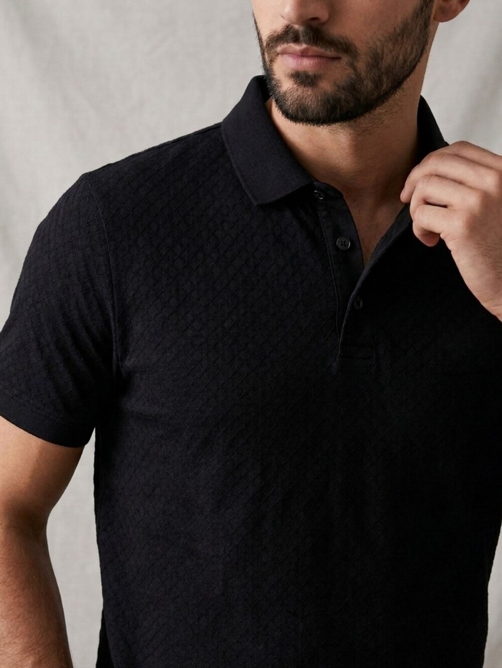 A/X Armani Exchange Men's Black Textured Polo Shirt Size XL